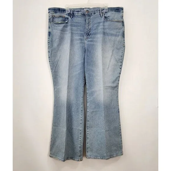 NWT Good American Flare Leg  Jeans sz 26 Light Wash Denim With Flat-Tummy Tech - Picture 5 of 14